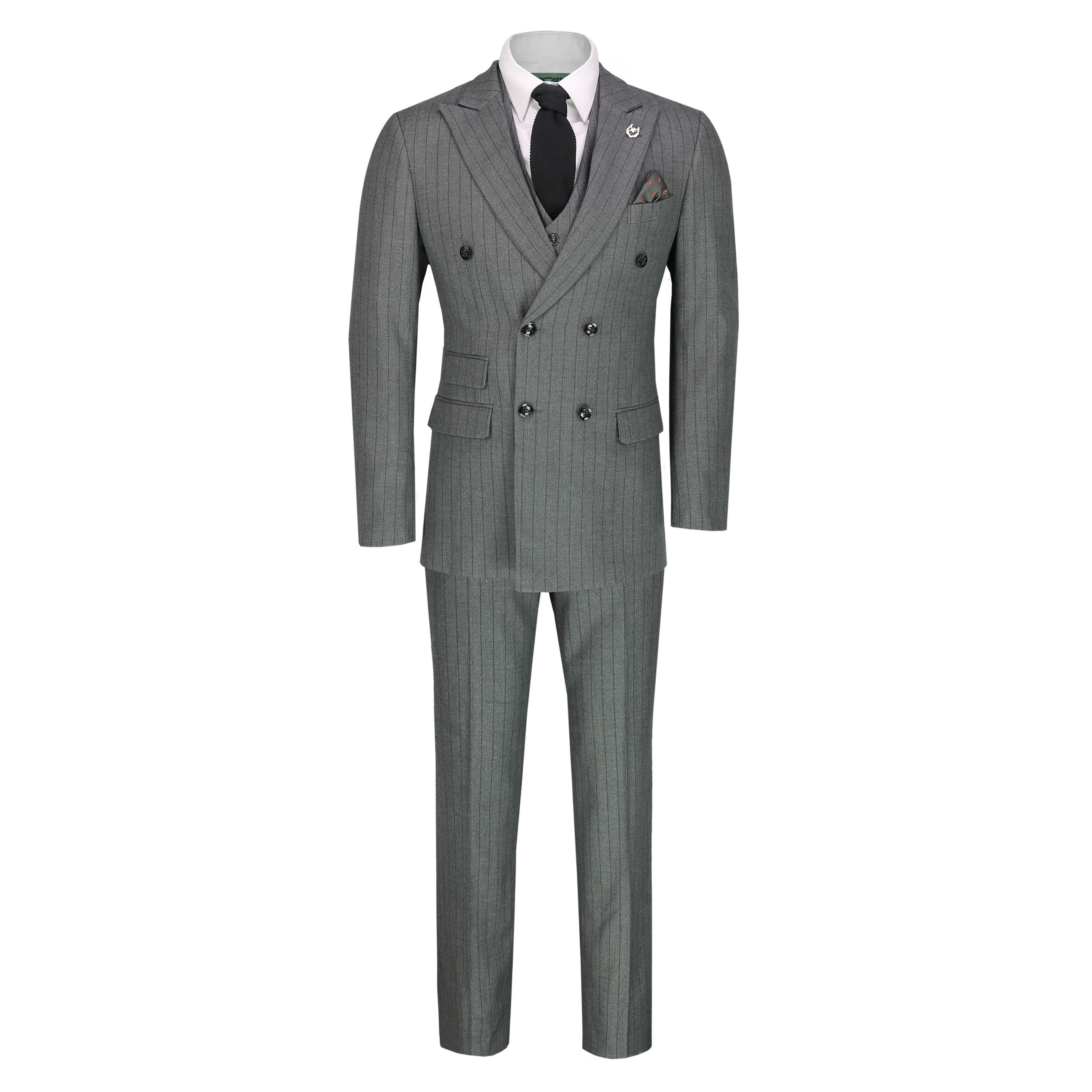 Men's 3 Piece Double Breasted Suit Vintage Chalk Stripe Men's 3 Piece Double Breasted Suit Vintage Chalk Stripe
